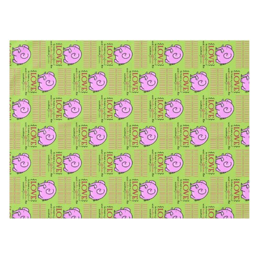 Tafelkleed Valentijnsdag roze olifant liefde (Voorkant (Horizontaal))