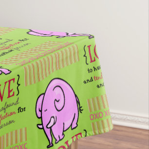 Tafelkleed Valentijnsdag roze olifant liefde