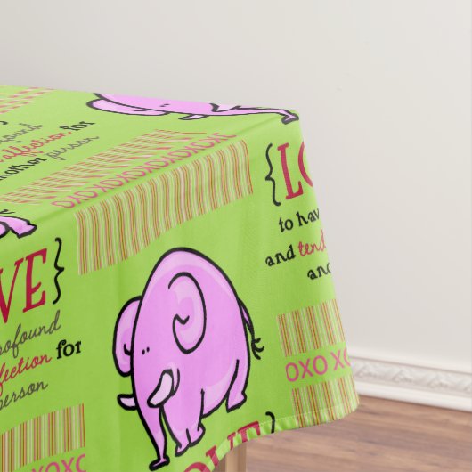 Tafelkleed Valentijnsdag roze olifant liefde (Voorbeeld)