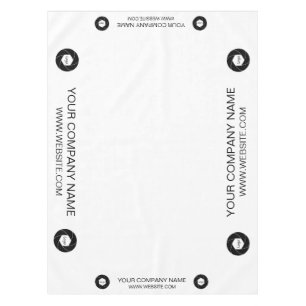 Tafelkleed voor beurs met aangepast logo perzik