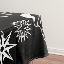 Tafelkleed, vrolijk kerstsymbool zwart en wit tafelkleed