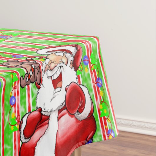 Tafelkleed, vrolijke kerststreep Teddy Bear Tafelkleed (Voorbeeld)