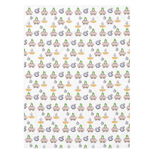 Tafelkleed witte uien, knoflooksoep koken (Voorkant)