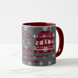 Tafellappen Kerstmuts 2e plaats wedstrijd winnaar Mok