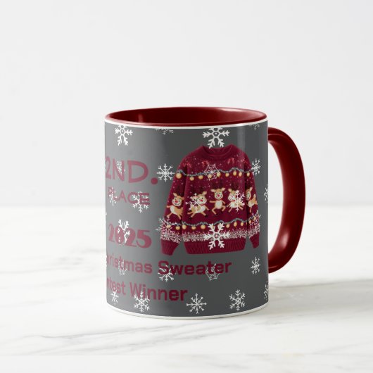 Tafellappen Kerstmuts 2e plaats wedstrijd winnaar Mok (Voorkant rechts)