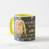 Tafellappen Kerstmuts 2e plaats wedstrijd winnaar Mok (Voorkant links)