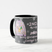 Tafellappen Kerstmuts 2e plaats wedstrijd winnaar Mok (Voorkant links)