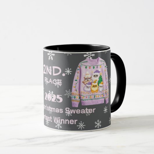 Tafellappen Kerstmuts 2e plaats wedstrijd winnaar Mok (Voorkant rechts)