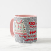 Tafellappen Kerstmuts 3e. plaats wedstrijd winnaar Mok (Voorkant links)
