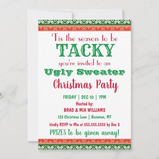 Tafellappen Lelijke Kersttrui Kerstfeest Kaart (Voorkant)