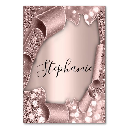 Tafelnaam Roos Glam Glitter 3D Weddenschap Kaart (Achterkant)