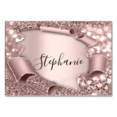 Tafelnaam Roos Glam Glitter 3D Weddenschappen Tabe Kaart (Achterkant)