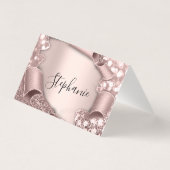 Tafelnaam Roos Glam Glitter 3D Weddenschappen Tabe Kaart (Achterkant)