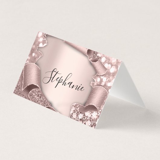 Tafelnaam Roos Glam Glitter 3D Weddenschappen Tabe Kaart (Achterkant)
