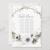 Tafelnaam zit Anemoon Varentak Bruiloft Kaart (Voorkant)