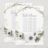 Tafelnaam Zitplaatsen Anemoon Varens Krans Bruilof Kaart (Voorkant / Achterkant)