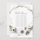 Tafelnaam Zitting Anemoon Varentak Bruiloft Kaart (Voorkant)