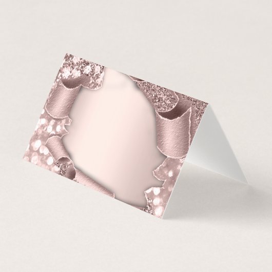 Tafelnaamkaart Rose Glam Glitter 3D Bruidstafel Kaart (Voorkant)
