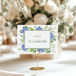 Tafelnaamkaart verlovingsfeest Blauwe Hortensia's Kaart
