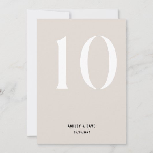 Tafelnummer 10 Vet Beige Trouwtafel Nummer (Voorkant)
