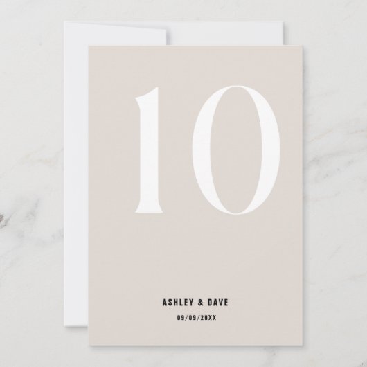 Tafelnummer 10 Vet Beige Trouwtafel Nummer (Achterkant)
