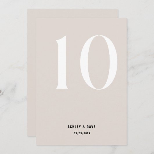 Tafelnummer 10 Vet Beige Trouwtafel Nummer (Voorkant / Achterkant)