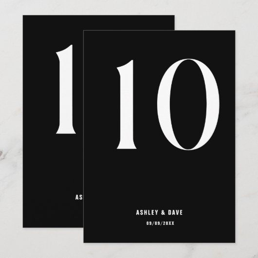 Tafelnummer 10 Vet Zwart Trouwtafel nummer (Voorkant / Achterkant)