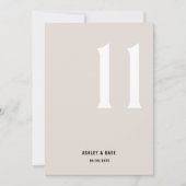 Tafelnummer 11 Vet Beige Trouwtafel Nummer (Voorkant)