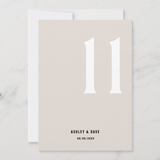 Tafelnummer 11 Vet Beige Trouwtafel Nummer (Achterkant)