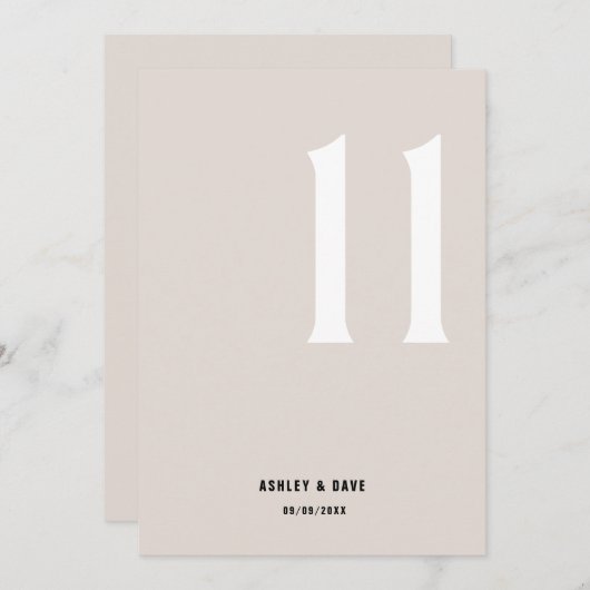 Tafelnummer 11 Vet Beige Trouwtafel Nummer (Voorkant / Achterkant)