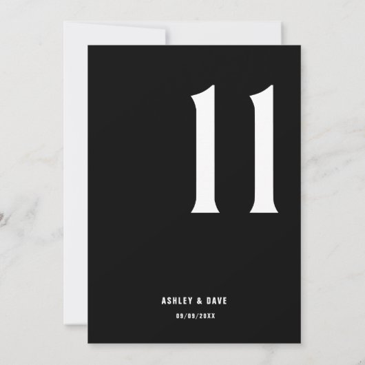 Tafelnummer 11 Vet Zwart Trouwtafel nummer (Achterkant)