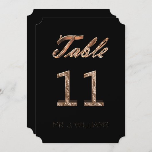 Tafelnummer 11 Zwart Goud Elegante Escortkaart (Voorkant / Achterkant)