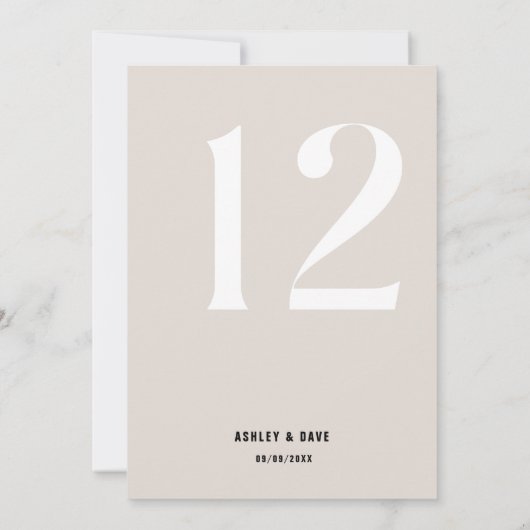 Tafelnummer 12 Vet Beige Trouwtafel Nummer (Achterkant)