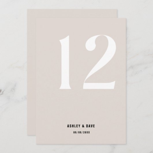 Tafelnummer 12 Vet Beige Trouwtafel Nummer (Voorkant / Achterkant)