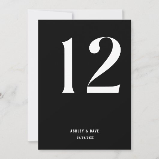 Tafelnummer 12 Vet Zwart Trouwtafel nummer (Voorkant)