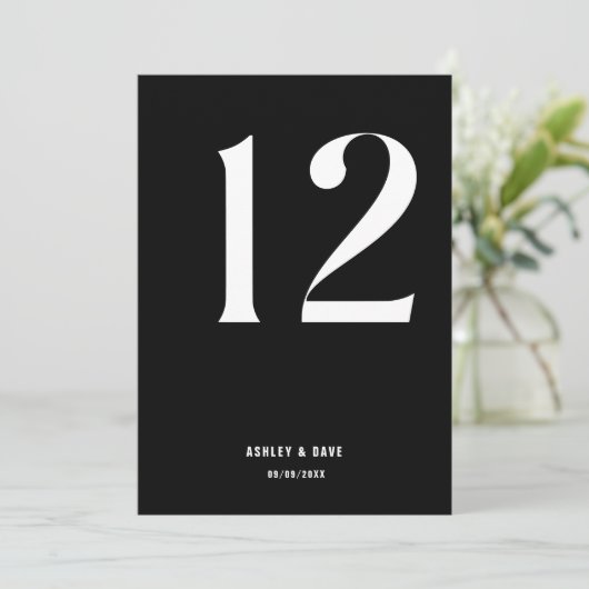 Tafelnummer 12 Vet Zwart Trouwtafel nummer (Staand voorkant)