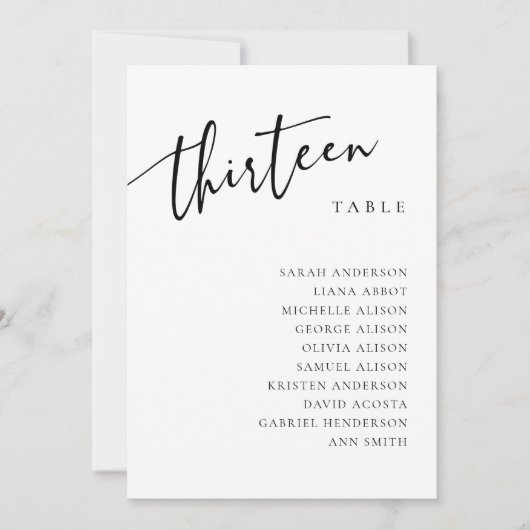 Tafelnummer 13 Dertien Zitplaatskaart Kaart (Voorkant)