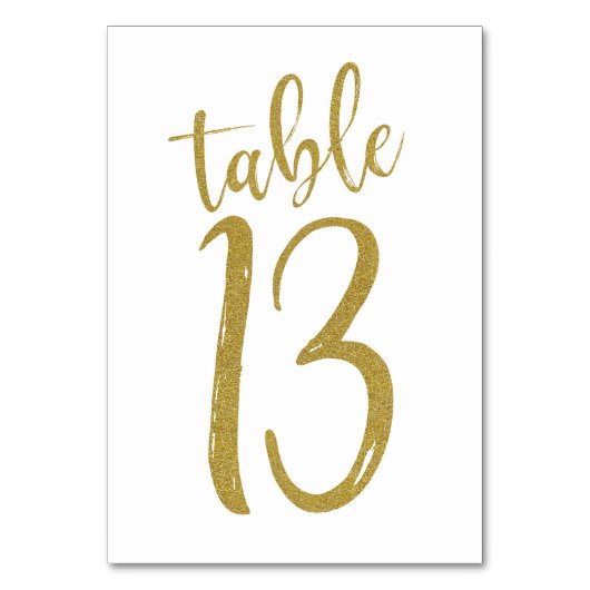 Tafelnummer 13 met gouden glitters (Voorkant)