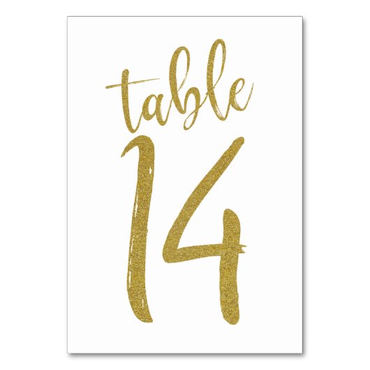 Tafelnummer 14 met gouden glitters (Voorkant)