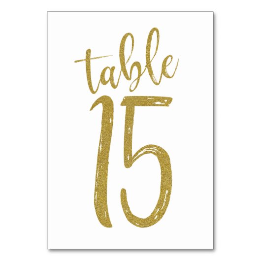 Tafelnummer 15 met gouden glitters (Voorkant)