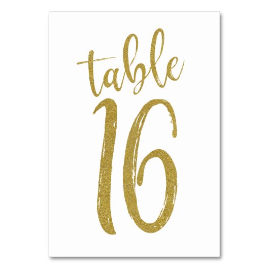 Tafelnummer 16 met gouden glitters (Voorkant)