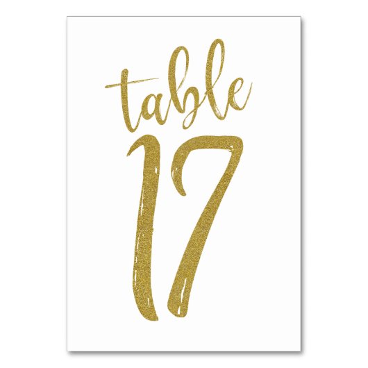 Tafelnummer 17 met gouden glitters (Voorkant)