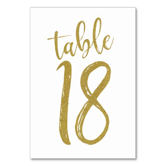 Tafelnummer 18 met gouden glitters (Voorkant)