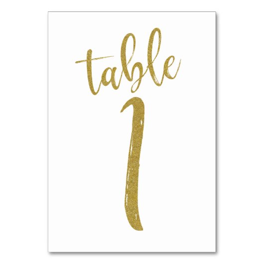 Tafelnummer 1 met gouden glitters (Voorkant)