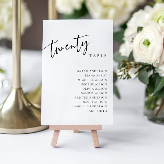Tafelnummer 20 Twenty Wedding Zitting Grafiek Kaar