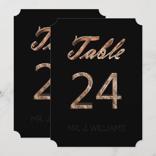 Tafelnummer 24 Zwart Goud Elegant Escort Kaart (Voorkant / Achterkant)