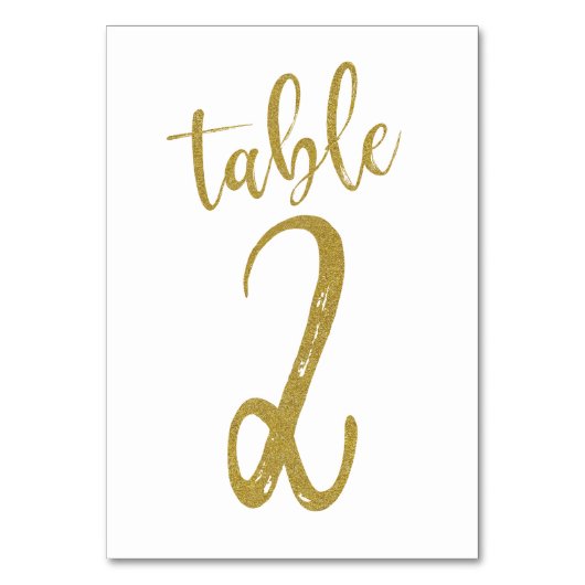 Tafelnummer 2 met gouden glitters (Voorkant)