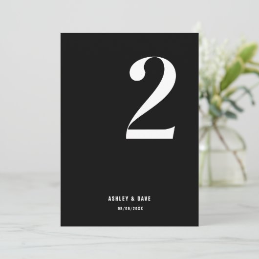 Tafelnummer 2 Vet Zwart Tafelnummer Bruiloft (Staand voorkant)