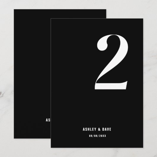 Tafelnummer 2 Vet Zwart Tafelnummer Bruiloft (Voorkant / Achterkant)