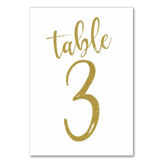 Tafelnummer 3 met gouden glitters (Voorkant)